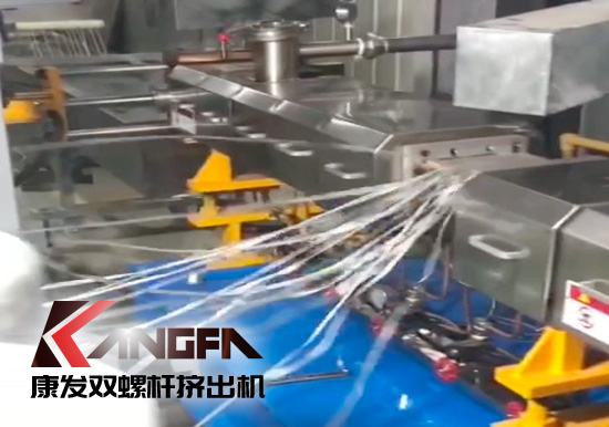 65高扭+PLC，尼龍加纖雙螺桿擠出機(jī)試機(jī)